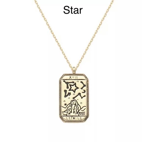 STAR Tarot Card 18k Gold Plated Stainless Steel Non Tarnish Bohemian Necklace - Picture 1 of 5